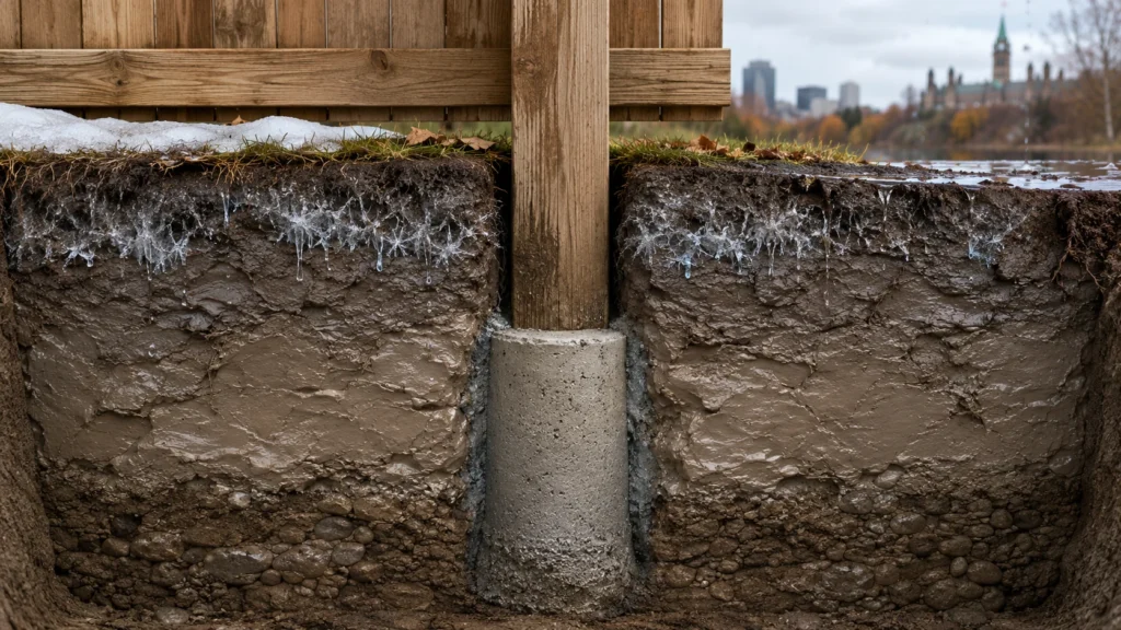 fence post frost heave cross section ottawa